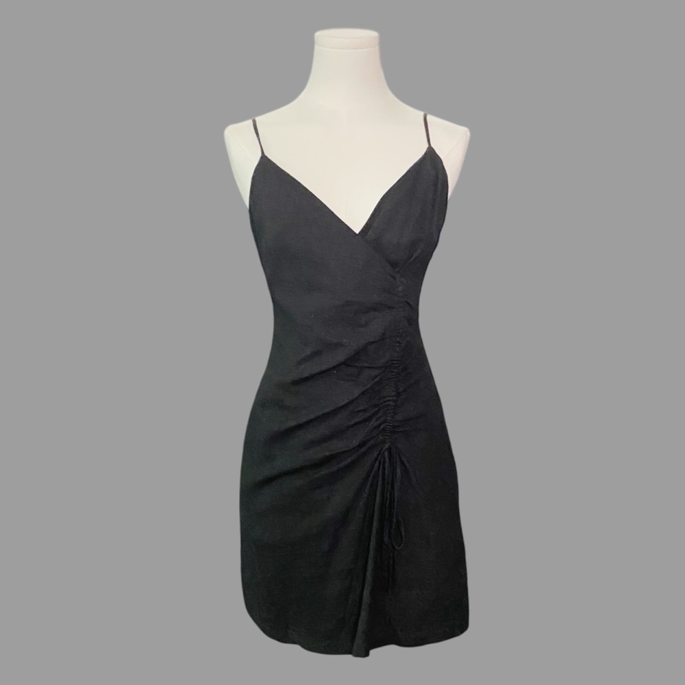 Forever 21 Black Spaghetti Strap Linen Mini Dress